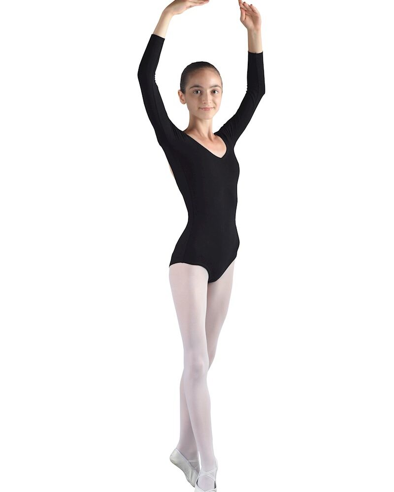 Langärmeliger Body Nylon mit Rüsche Vorne Ballett Tanzen 