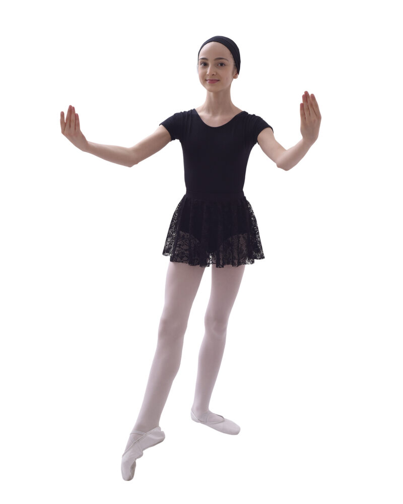 KAUNOS Kurzärmliges Ballett-/Tanztrikot mit Rundhalsausschnitt und überkreuztem Rücken